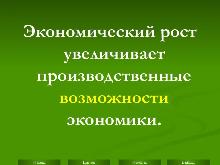 Экономический рост увеличивает производственные возможности экономики.