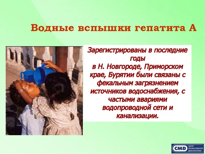 Водные вспышки гепатита А Зарегистрированы в последние годы в Н. Новгороде,