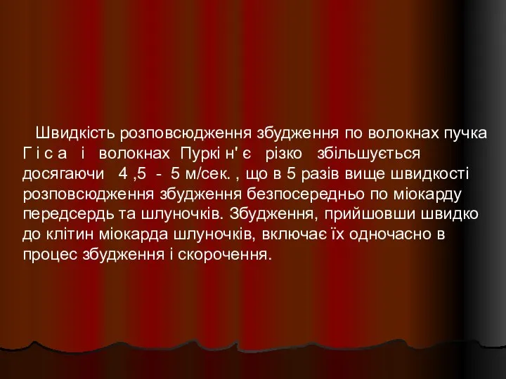 Швидкість розповсюдження збудження по волокнах пучка Г і с а і