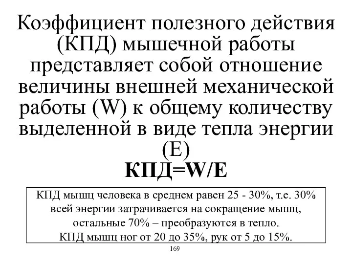 Коэффициент полезного действия (КПД) мышечной работы представляет собой отношение величины внешней