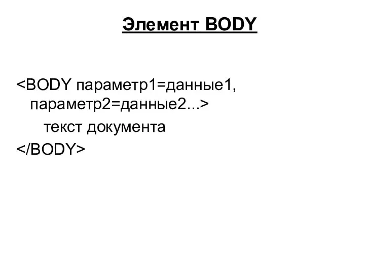 Элемент BODY текст документа