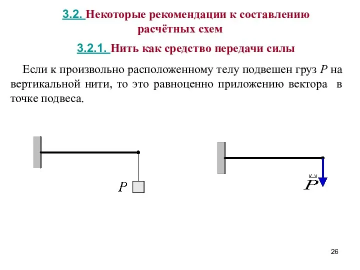 3.2. Некоторые рекомендации к составлению расчётных схем 3.2.1. Нить как средство