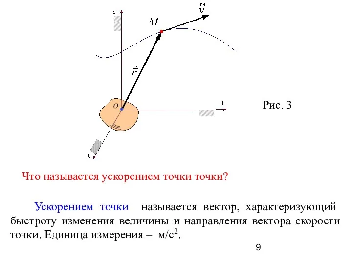 Что называется ускорением точки точки? Ускорением точки называется вектор, характеризующий быстроту