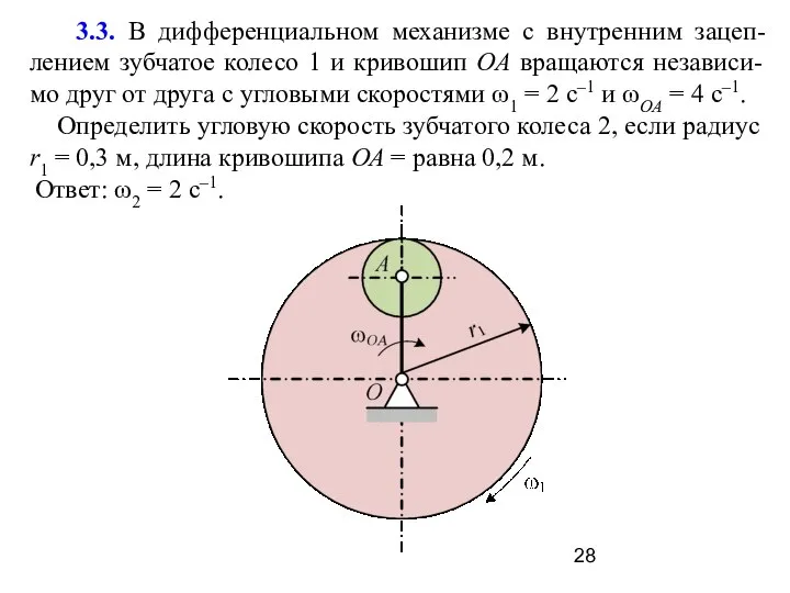 3.3. В дифференциальном механизме с внутренним зацеп-лением зубчатое колесо 1 и