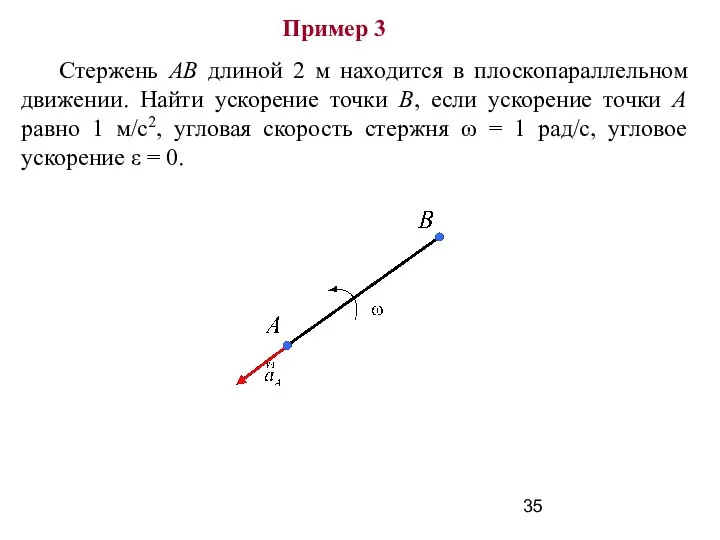 Пример 3 Стержень АВ длиной 2 м находится в плоскопараллельном движении.