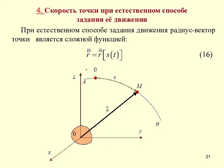 4. Скорость точки при естественном способе задания её движения При естественном