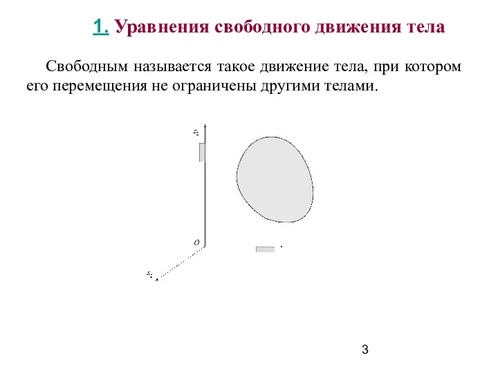 1. Уравнения свободного движения тела Свободным называется такое движение тела, при