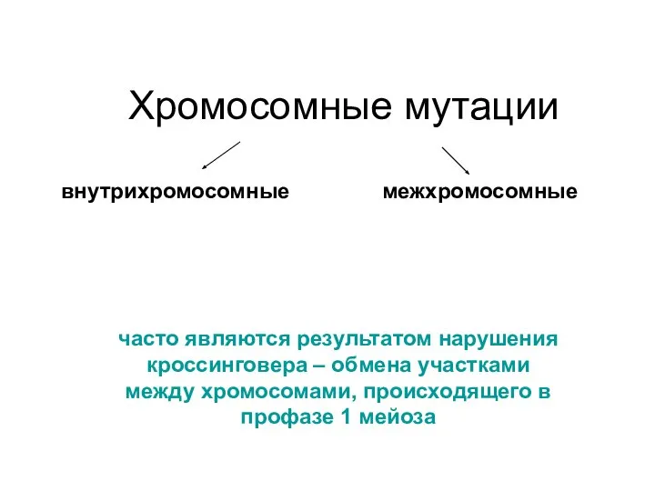 Хромосомные мутации часто являются результатом нарушения кроссинговера – обмена участками между