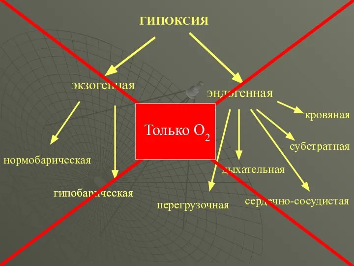 нормобарическая ГИПОКСИЯ экзогенная эндогенная гипобарическая тканевая дыхательная сердечно-сосудистая кровяная субстратная перегрузочная гипобарическая