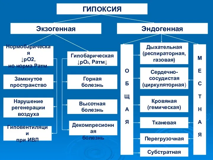 ГИПОКСИЯ Эндогенная Экзогенная О Б Щ А Я М Е С