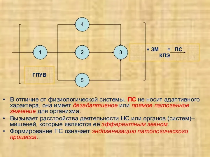 В отличие от физиологической системы, ПС не носит адаптивного характера, она