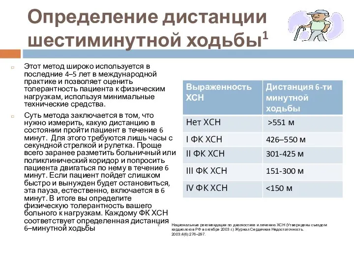 Определение дистанции шестиминутной ходьбы1 Этот метод широко используется в последние 4–5