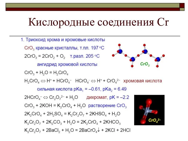 Кислородные соединения Cr