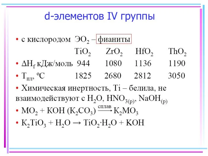 d-элементов IV группы