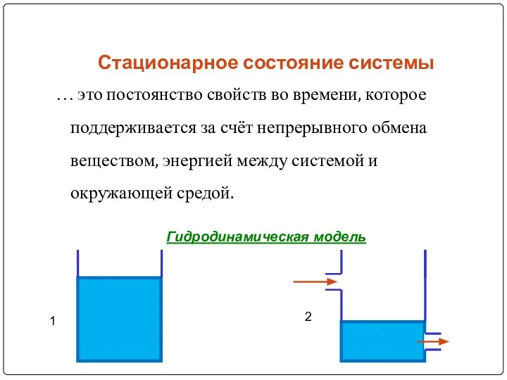 Стационарное состояние системы … это постоянство свойств во времени, которое поддерживается