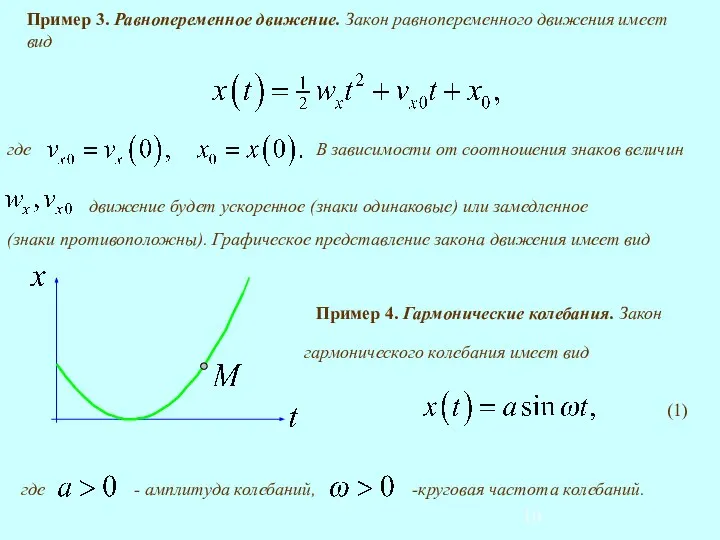 Пример 3. Равнопеременное движение. Закон равнопеременного движения имеет вид Пример 4.