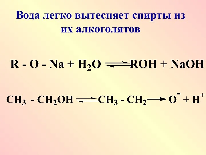 Вода легко вытесняет спирты из их алкоголятов