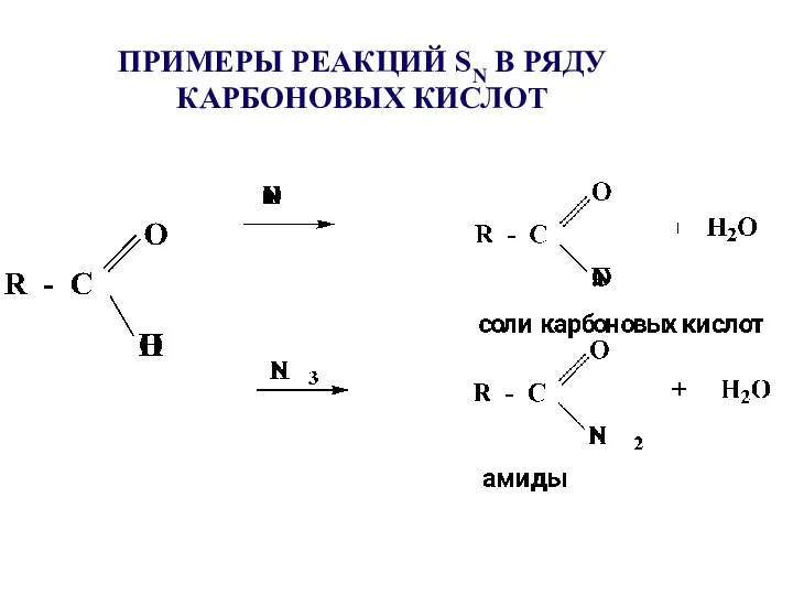 ПРИМЕРЫ РЕАКЦИЙ SN В РЯДУ КАРБОНОВЫХ КИСЛОТ