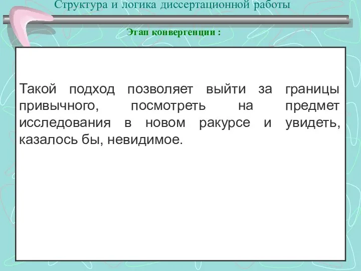 Структура и логика диссертационной работы Этап конвергенции :