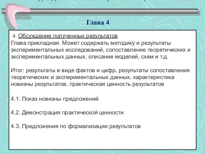 Структура и логика диссертационной работы Глава 4