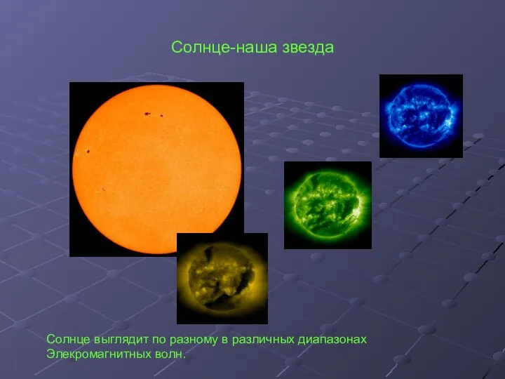 Солнце-наша звезда Солнце выглядит по разному в различных диапазонах Элекромагнитных волн.