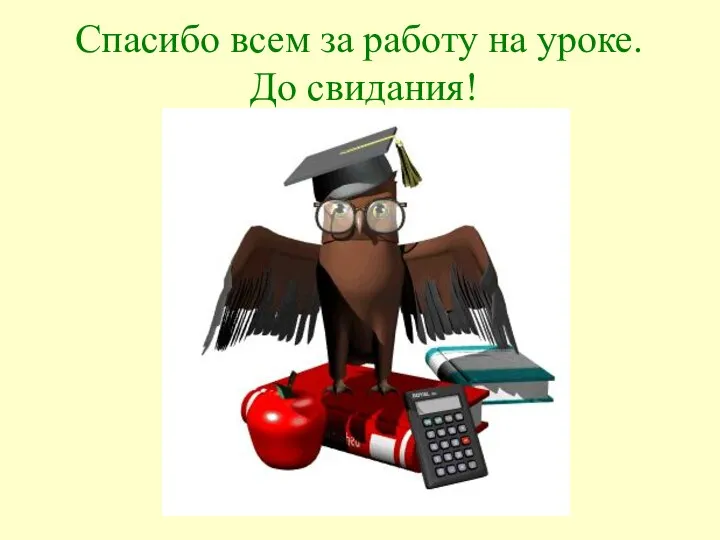 Спасибо всем за работу на уроке. До свидания!