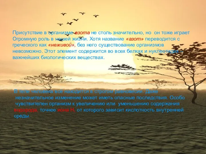 Присутствие в организме азота не столь значительно, но он тоже играет