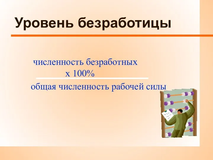 Уровень безработицы численность безработных х 100% общая численность рабочей силы