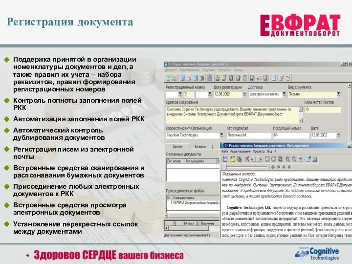 Регистрация документа Поддержка принятой в организации номенклатуры документов и дел, а