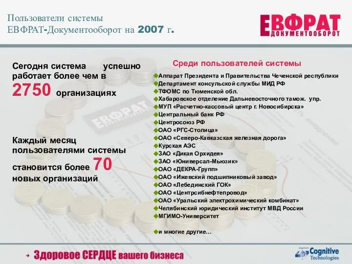 Сегодня система успешно работает более чем в 2750 организациях Каждый месяц