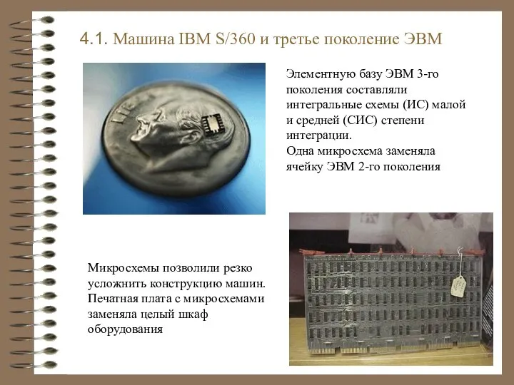 4.1. Машина IBM S/360 и третье поколение ЭВМ Элементную базу ЭВМ