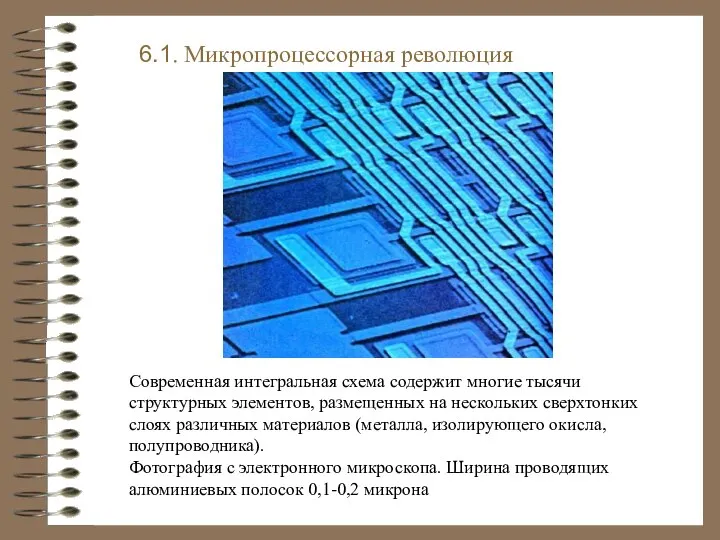 6.1. Микропроцессорная революция Современная интегральная схема содержит многие тысячи структурных элементов,