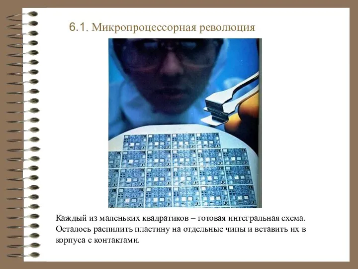 Каждый из маленьких квадратиков – готовая интегральная схема. Осталось распилить пластину