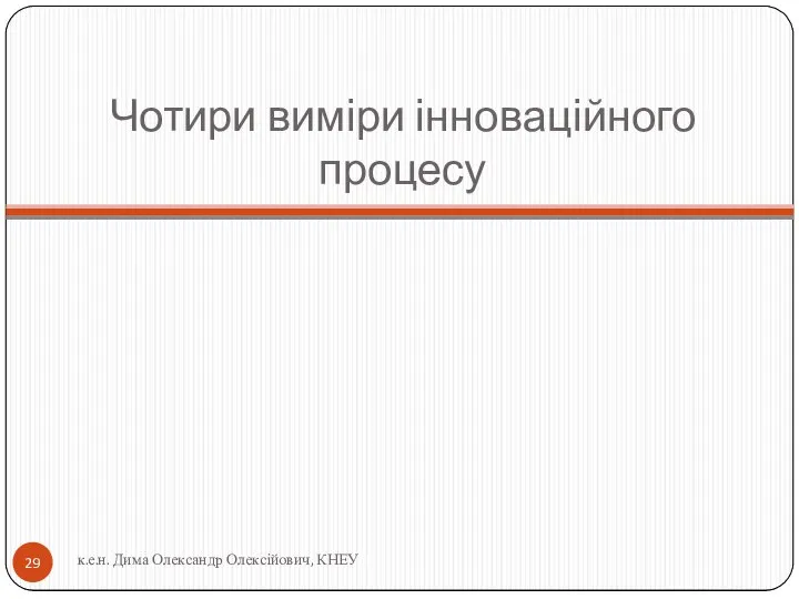 Чотири виміри інноваційного процесу к.е.н. Дима Олександр Олексійович, КНЕУ