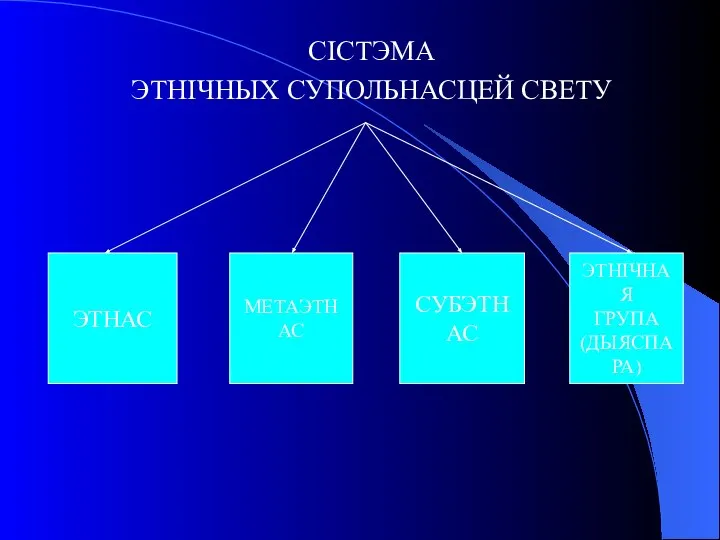 СІСТЭМА ЭТНІЧНЫХ СУПОЛЬНАСЦЕЙ СВЕТУ МЕТАЭТНАС СУБЭТНАС ЭТНІЧНАЯ ГРУПА (ДЫЯСПАРА) ЭТНАС