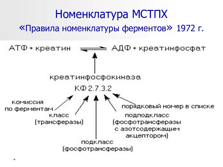 Номенклатура МСТПХ «Правила номенклатуры ферментов» 1972 г. *