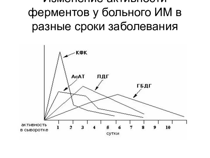 Изменение активности ферментов у больного ИМ в разные сроки заболевания