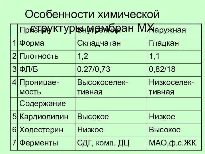 Особенности химической структуры мембран МХ