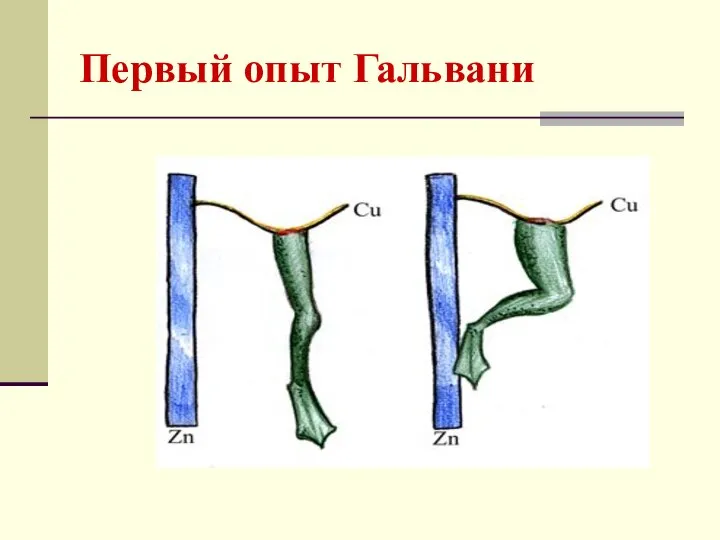 Первый опыт Гальвани