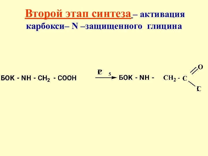 Второй этап синтеза – активация карбокси– N –защищенного глицина