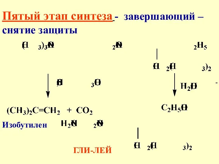 Пятый этап синтеза - завершающий – снятие защиты ГЛИ-ЛЕЙ Изобутилен