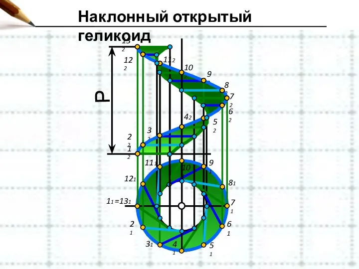 Наклонный открытый геликоид 11 31 21 41 51 61 101 91