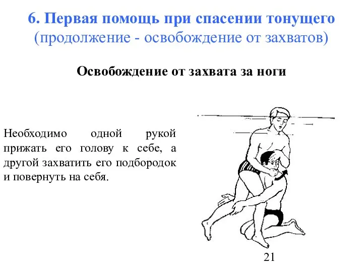 6. Первая помощь при спасении тонущего (продолжение - освобождение от захватов)