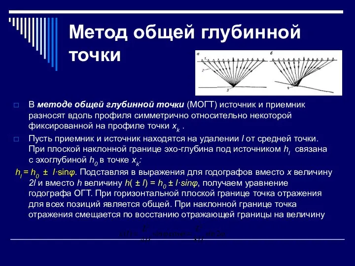 Метод общей глубинной точки В методе общей глубинной точки (МОГТ) источник