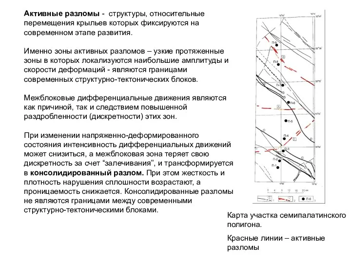 Активные разломы - структуры, относительные перемещения крыльев которых фиксируются на современном