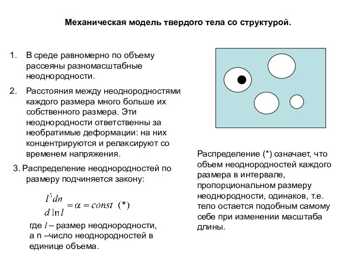 Механическая модель твердого тела со структурой. В среде равномерно по объему