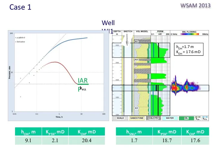 Well WI1 IARF hOH=9.1 m KOH = 20.4 mD hOH=1.7 m