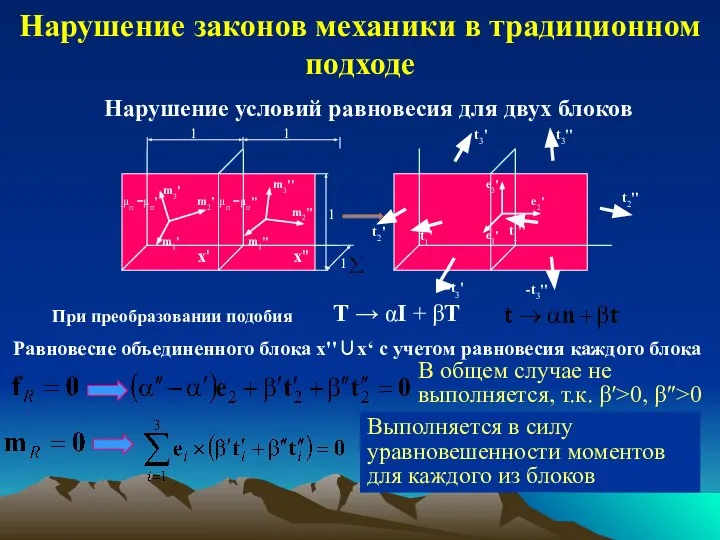 T → αI + βT При преобразовании подобия Равновесие объединенного блока