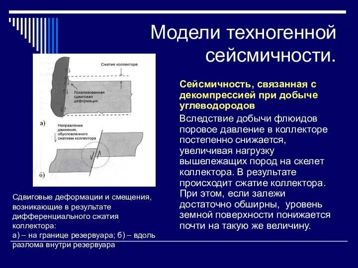 Модели техногенной сейсмичности. Сейсмичность, связанная с декомпрессией при добыче углеводородов Вследствие