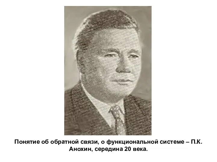 Понятие об обратной связи, о функциональной системе – П.К.Анохин, середина 20 века.